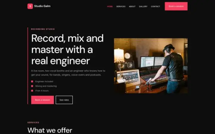 Web para estudio de grabación