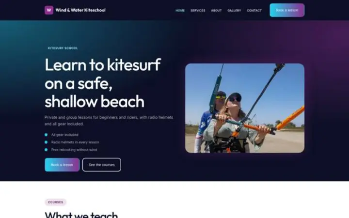 Web para escuela de kitesurf