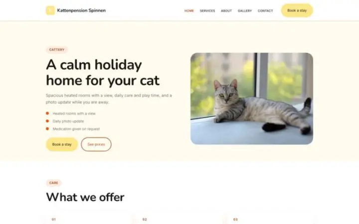 Web para residencia felina
