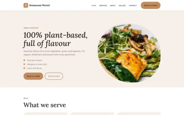 Web para restaurante vegano