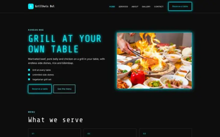 Web para barbacoa coreana