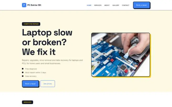 Web para reparación de ordenadores