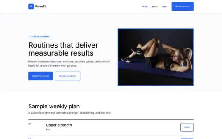 Web para fitness