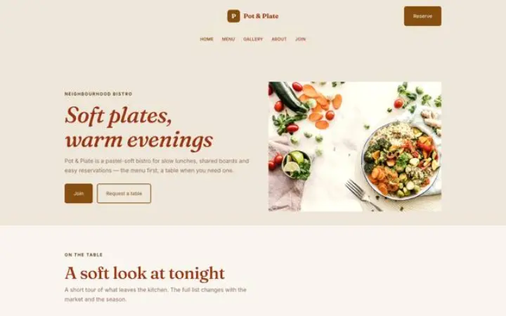 Web para bistró
