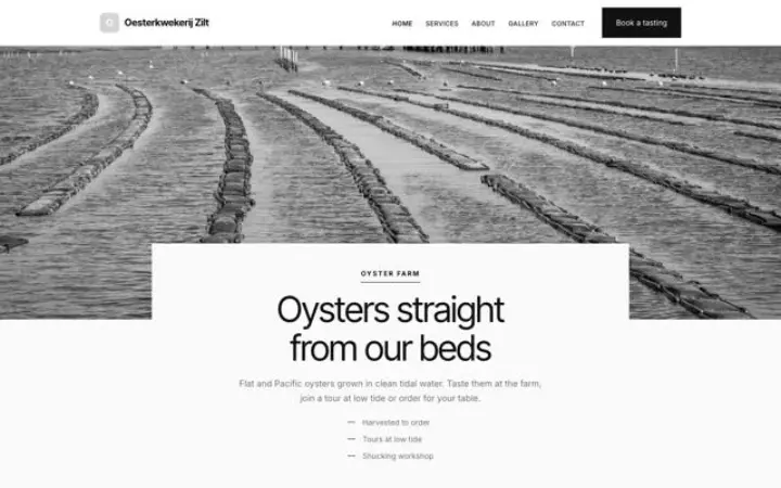 Web para criadero de ostras