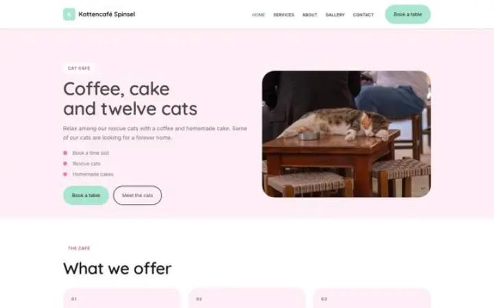 Web para café de gatos