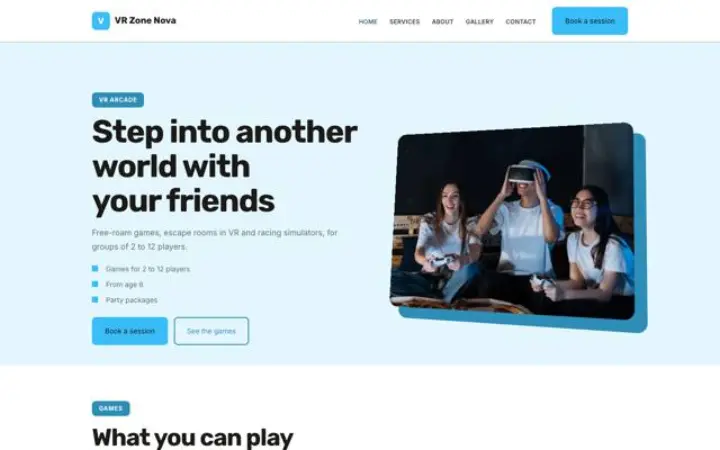 Web para salón de realidad virtual